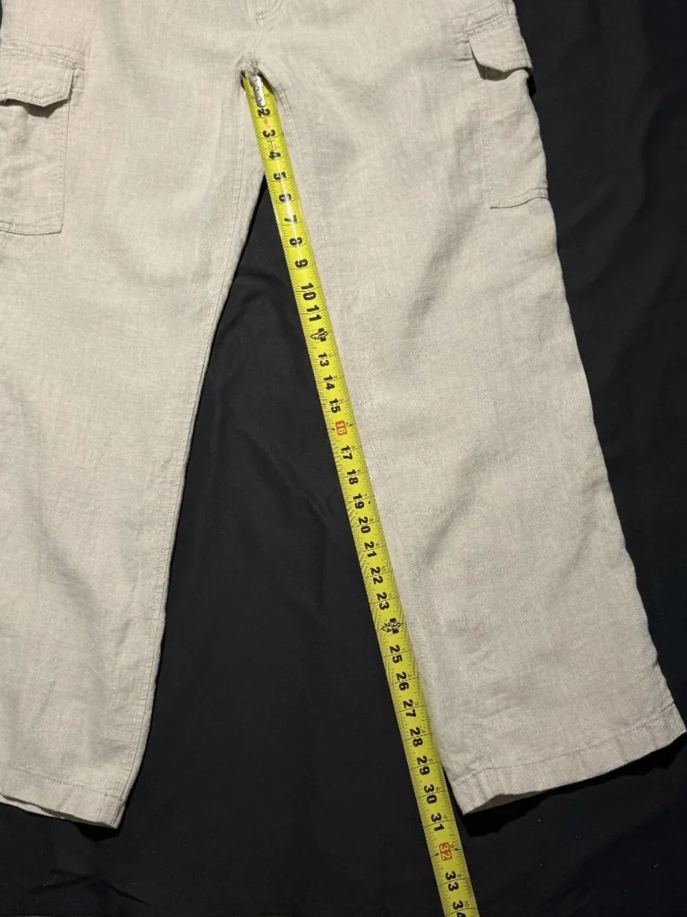 Caribbean Mens Linen Pants 42/32 Ivory Drawstring Cargo Pockets NEW With Tags